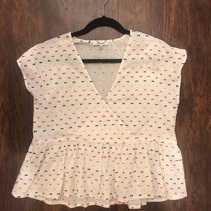 Madewell Peplum Crossover Top in Rainbow Clipdot